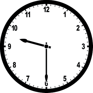 Clock pointing to 9.30