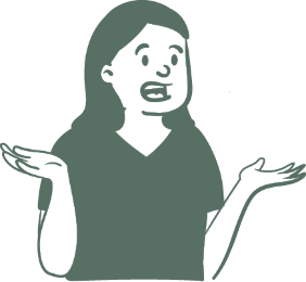 A cartoon image of a girl. She looks like she is shrugging while talking.