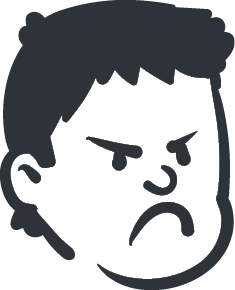 A cartoon image of a boy. The expression on his face is angry.
