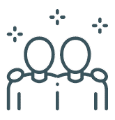 An icon of two people with arms around each others' shoulders.