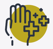 A icon of a hand, and little health icons.