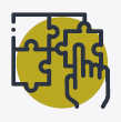 An icon of a hand solving a puzzle.